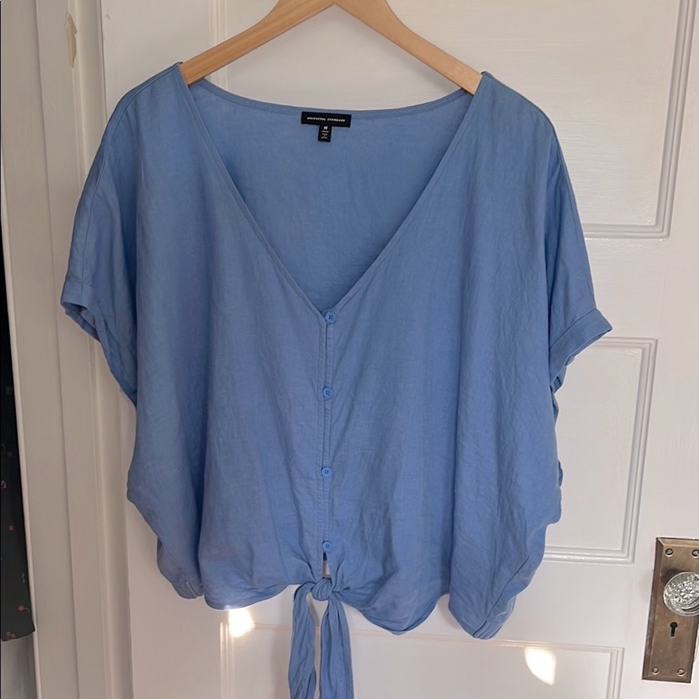 Universal Standard Tropez Tie-Front Linen Top